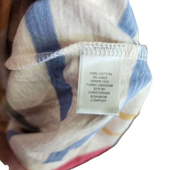 Preowned with Tags CJ Banks Womens Cream Striped 100% Cotton Top Size X (14W) - Picture 7 of 8